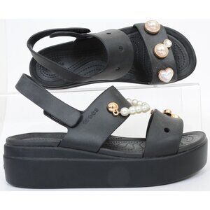 Crocs Brooklyn 4U Embellished Pearls Women's 8 Slingback Platform Wedge Sandals